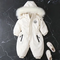 2022 baby winter overalls for newborns children snow wear thick jumpsuits boys girls ski snowsuit fur collar duck down jackets