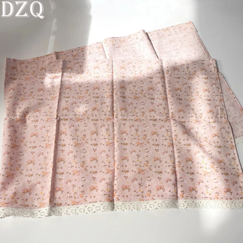 

140*50 Pink Embroidered Flowers Short Curtains for Kitchen Lace Floral Half Curtains Cloth/Valance for Living Room #A380