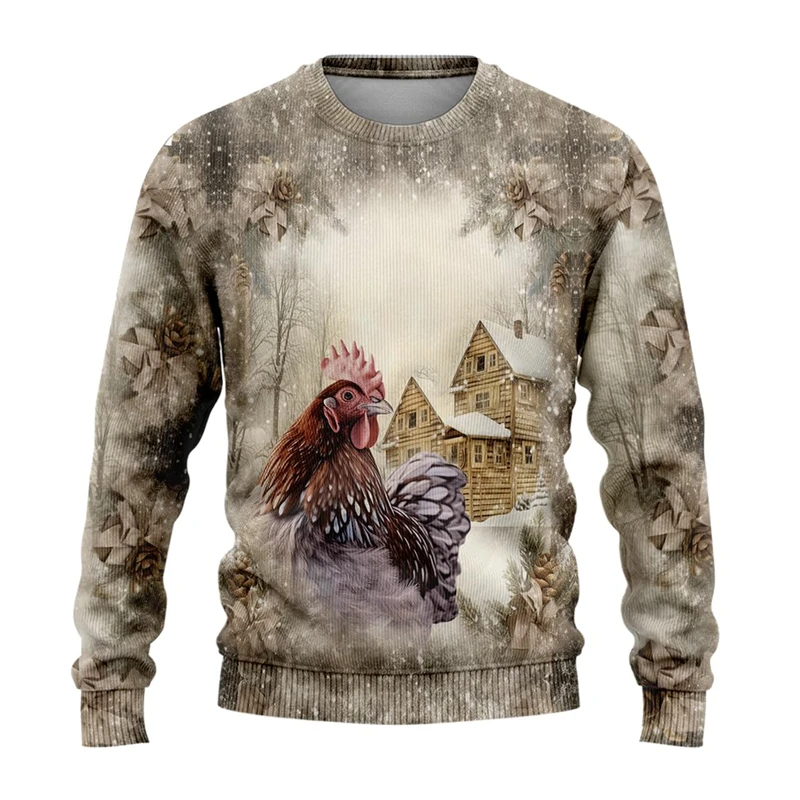 Farm Animal Graphic Sweatshirts Fashion Donkey Sheep Chicken Cow Ugly Christmas Sweater Harajuku Unisex Y2k Pullovers