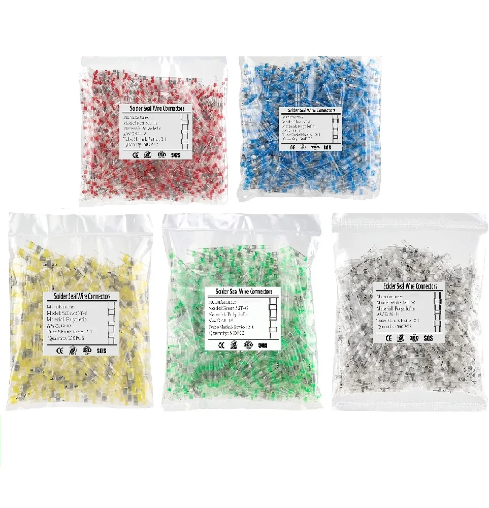 

5000Pcs Waterproof Solder Seal Wire Connectors Heat Shrink Soldering Insulated Butt Splices Terminals Kit for Automotive Marine