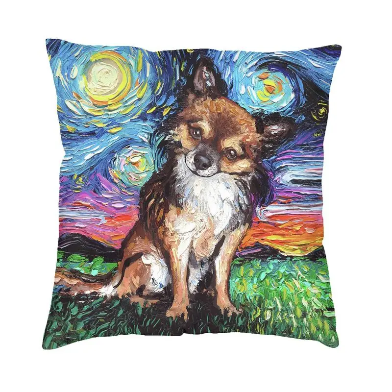 

Haired Chihuahua Starry Night декоративный чехол для подушки, квадратный чехол для домашних животных, собаки, чехол для дивана, наволочка для гостиной