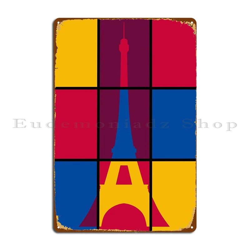 

Paris Tower Painting Metal Sign Home Pub Wall Mural Designs Cinema Tin Sign Poster