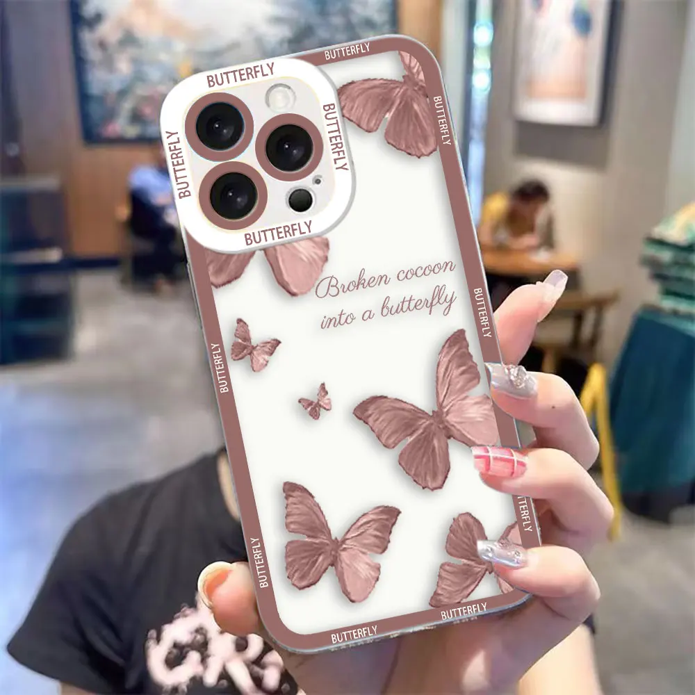 Фото Прозрачный чехол для телефона VIVO Y400 Y100 Y76 Y75 Y51 Y50 Y36 Y35 Y28 Y22S Y21 Y20 Y19S Y17S Y15S Y04, роскошный чехол с фиолетовой бабочкой №1