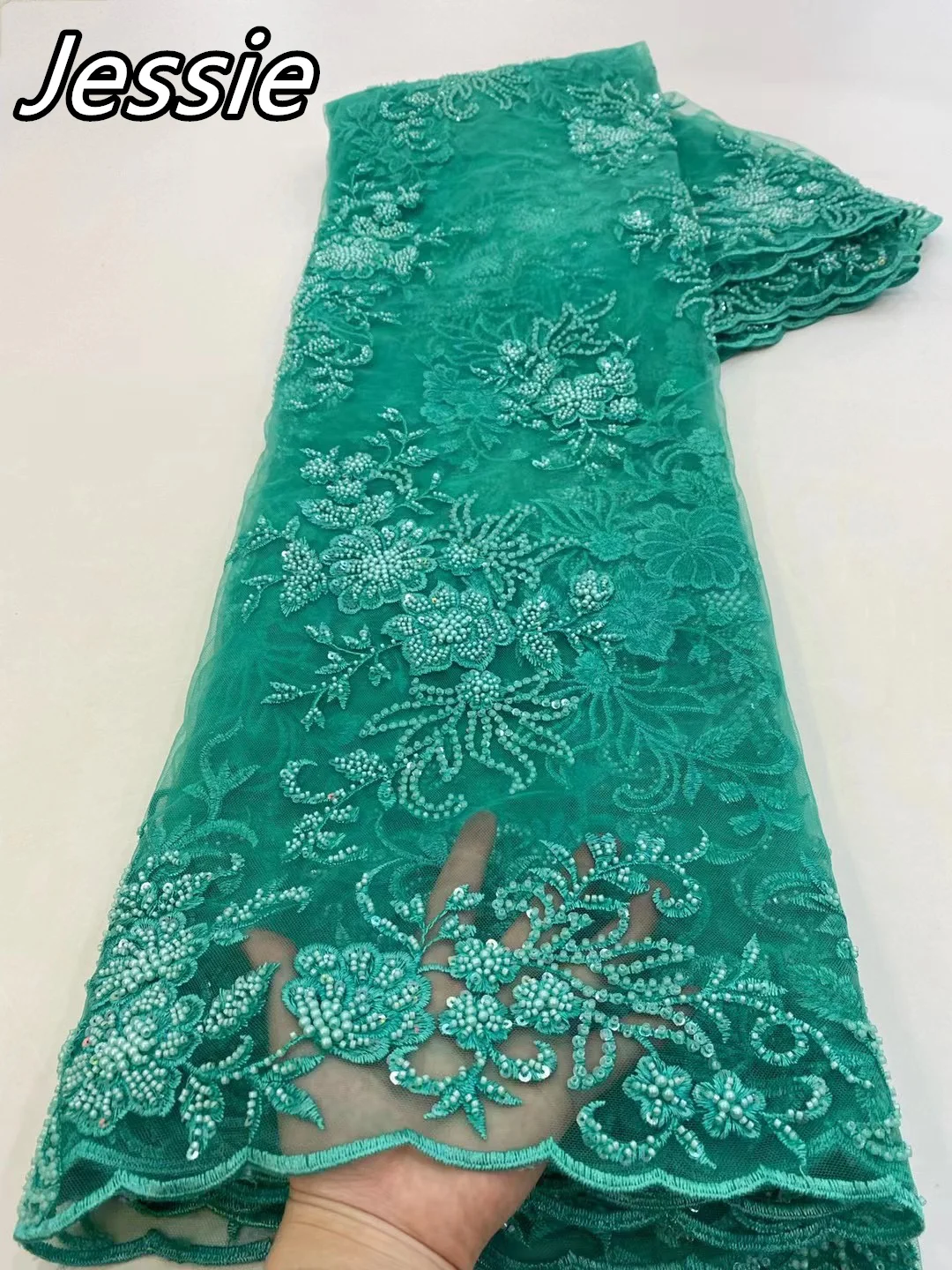 

African Summer New Lace Mesh Heavy Embroidery Delicate Beads String Fashion Flower Evening Dress Dance Show Lace Fabric