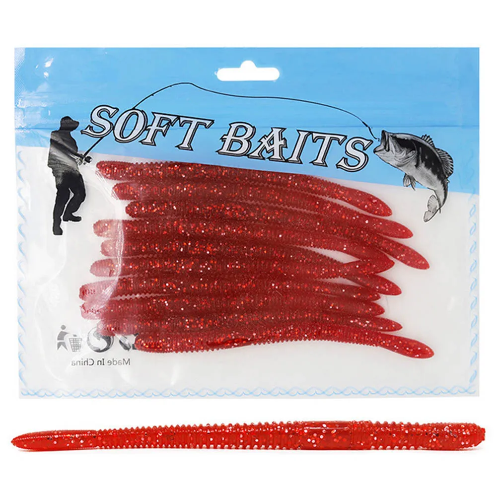 

10pcs/set Thread Design Fishing Lure Soft Bait Worm Swim Baits 11.5cm/4.2g Pike Salmon Bass Lures Fish Tackle Iscas Accessories