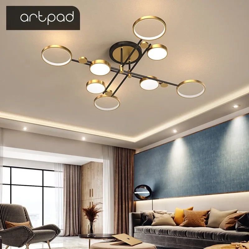 

Artpad Led Ceiling Lamp Chandelier With Remote Control Gold 4/6/8 Head Ceiling Lights For Living Room Kitchen Lighting
