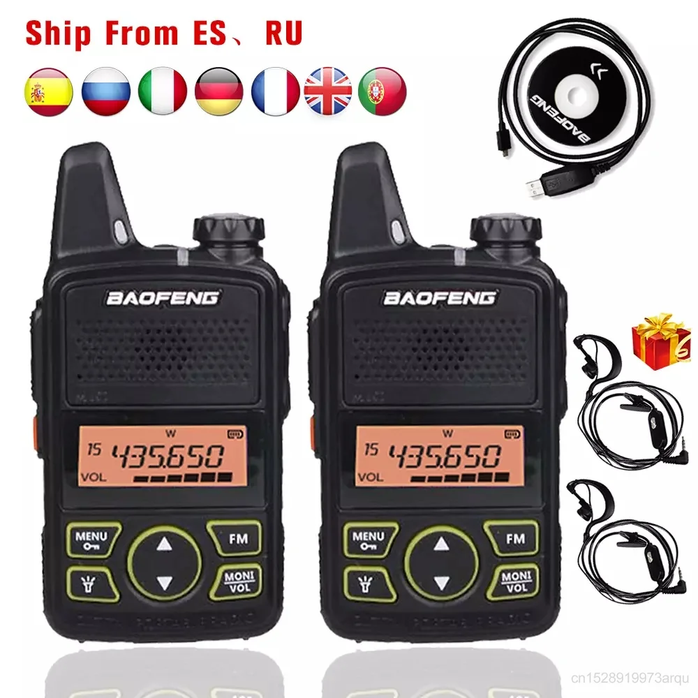 Baofeng Original Mini Walkie Talkie BF-T1Handheld Two-way Radio Portable Ham FM CB Radio UHF 400-470MHz Wireless Intercome 1/2pc