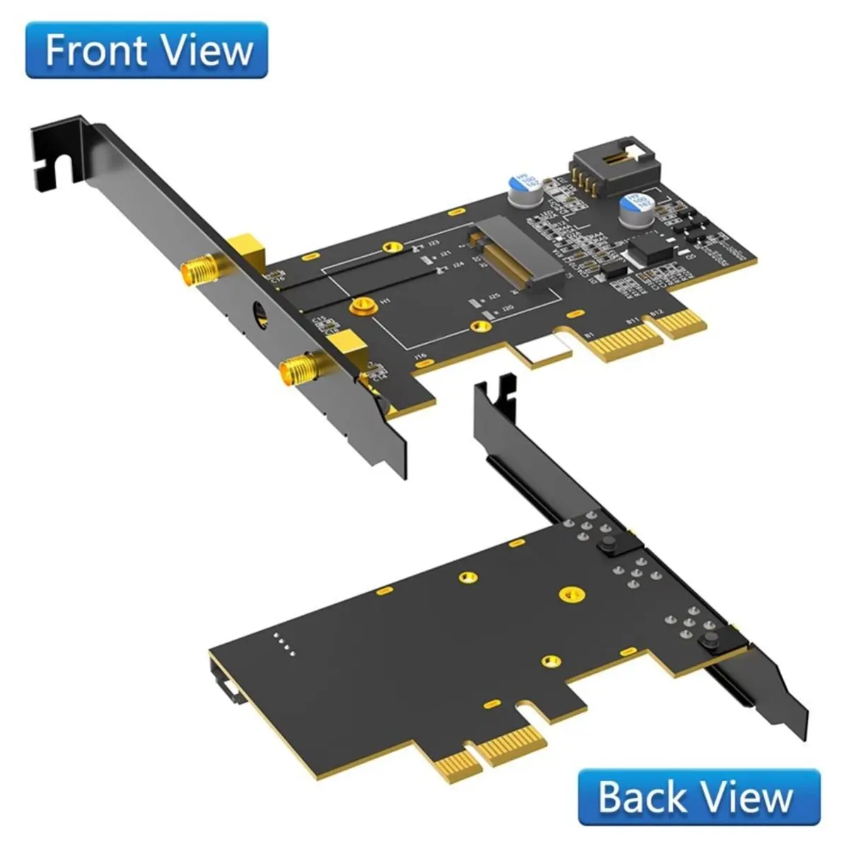 Фото Адаптер 828sale PCIe X1 для M.2 WiFi и Bluetooth с радиатором охлаждения, поддерживает модули M.2 A+E Key, двухдиапазонный 2,4 ГГц/5 ГГц, для настольных ПК №1