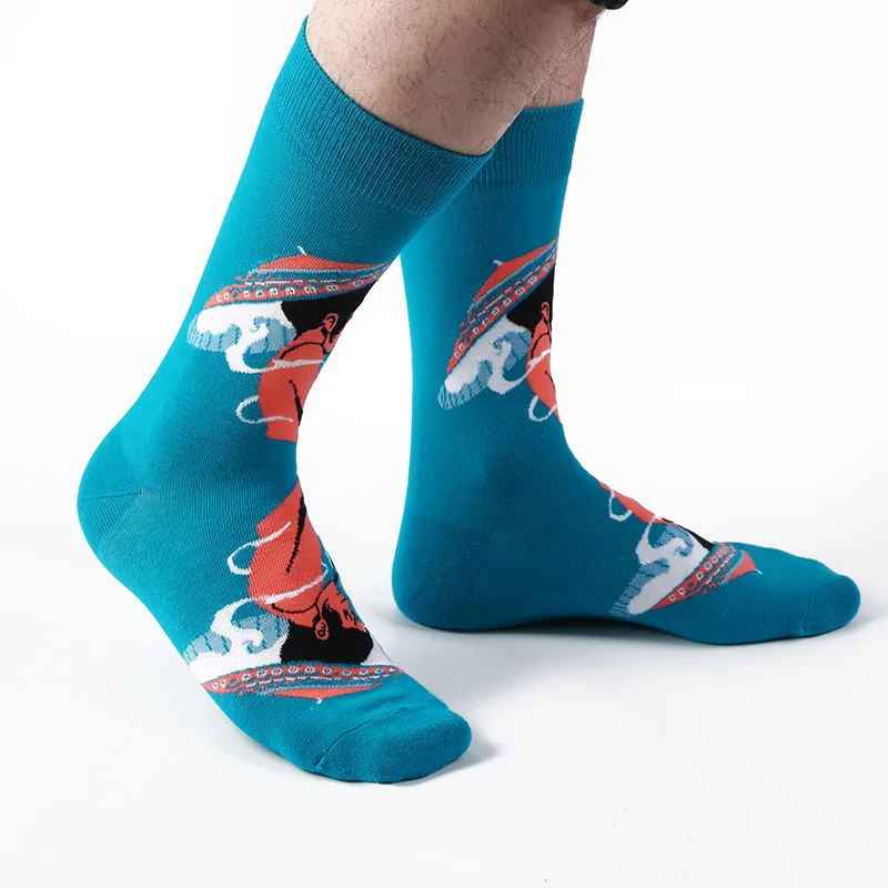 Fashion Men Cotton Socks Original Design Chinese Style Trendy Socks Spring and Autumn Cotton Sock for Men Women Skateboard Sock