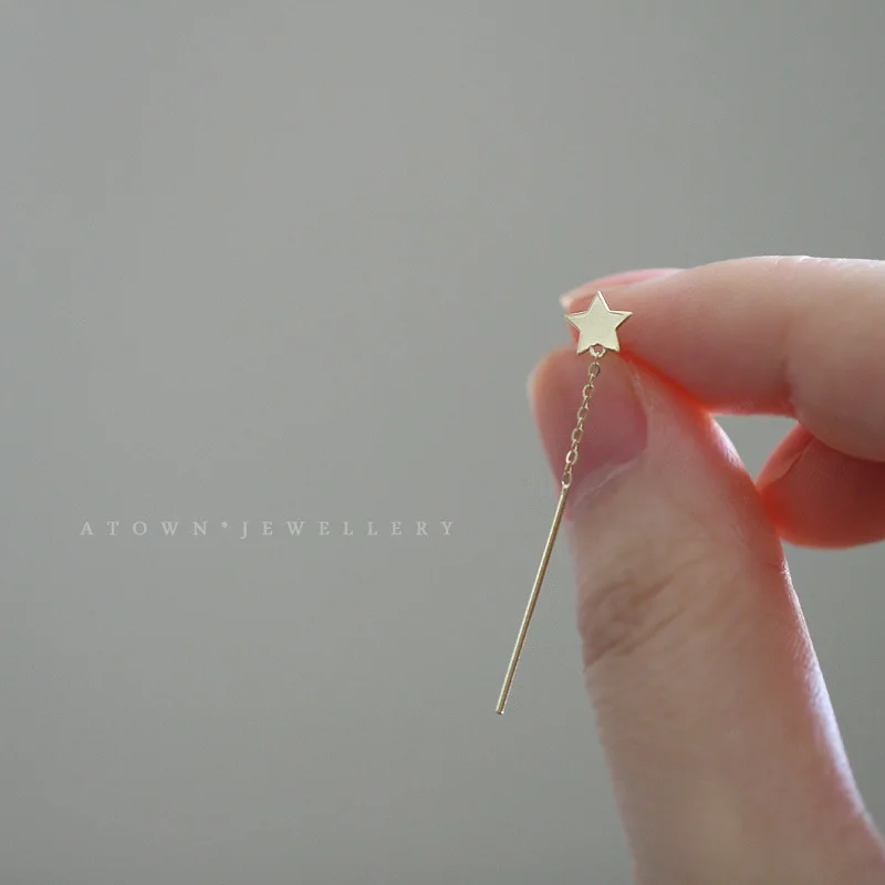 Женские серьги-подвески со звездами из серебра 925 пробы