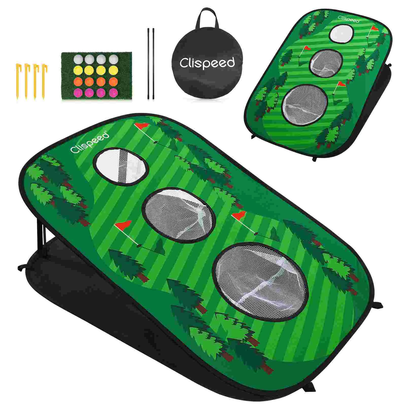

Clispeed Cornhole Game Chipping Training Set Professional Amateur Golfer Hitting Net forLawn Backyard Office