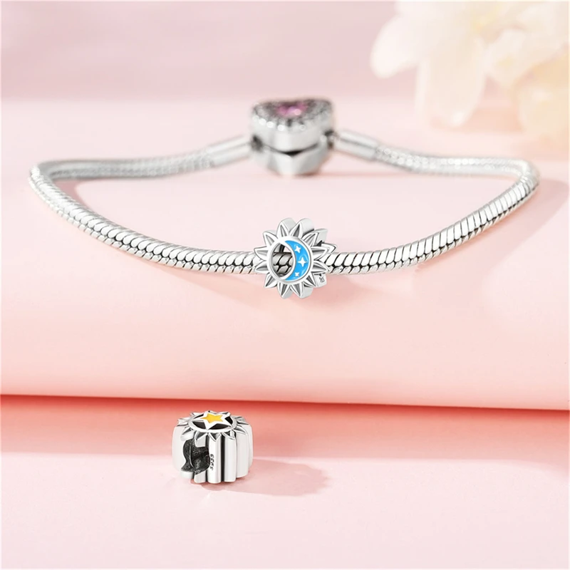 Новинка 2024 подвески из стерлингового серебра 925 пробы бусины с солнцем звездой и