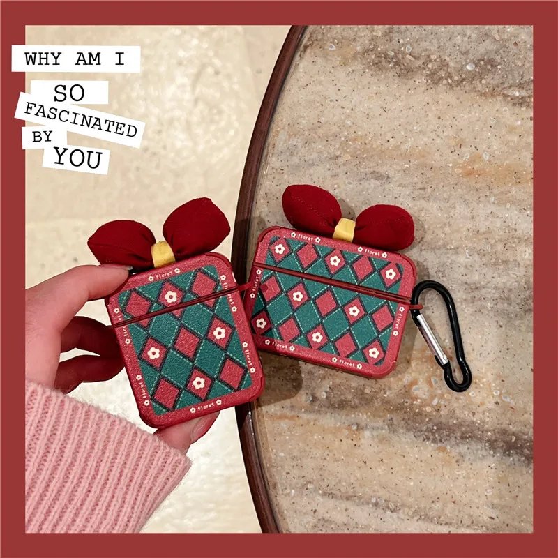 

2021 Cover For Airpods pro Case Cute red bowknot cover gril For Apple AirPods 3 2 1 luxury 3d Case Accessories Wireless Earphone