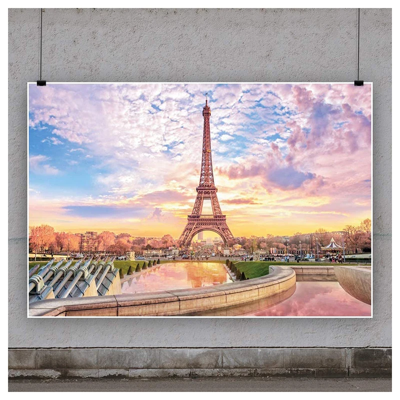 

Eiffel Tower Backdrop Paris Landmark Grassland Sunset Evening Sky Paris Backdrop Wedding Anniversary Background