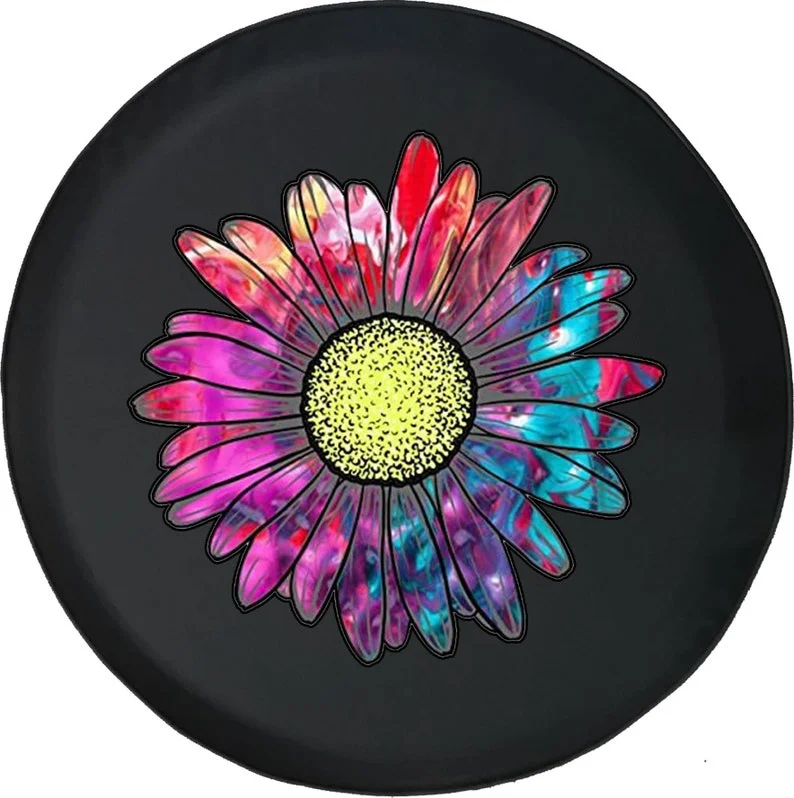 

Чехол для запасной шины Tie Die Daisy Flower для, жилого дома, кроссовера с отверстием для резервной камеры или без него