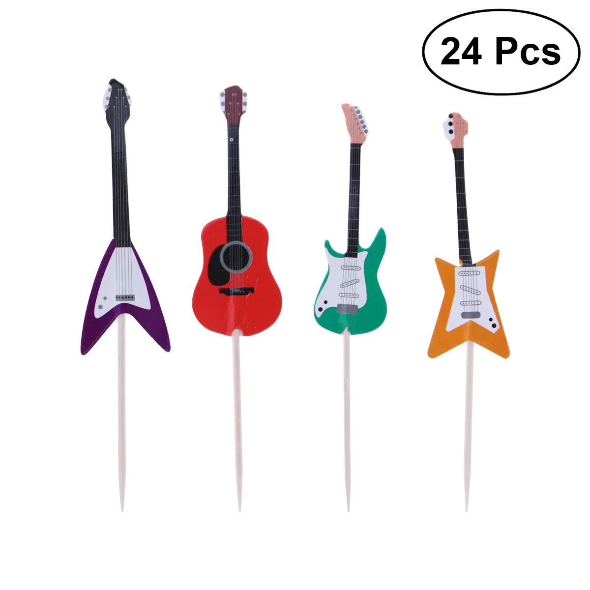 

Topper Cupcake Cake Guitartoppers Kids Decor Birthday Dessert Pickspick Insert Toothpick Party Funny Notes Wedding Instrument