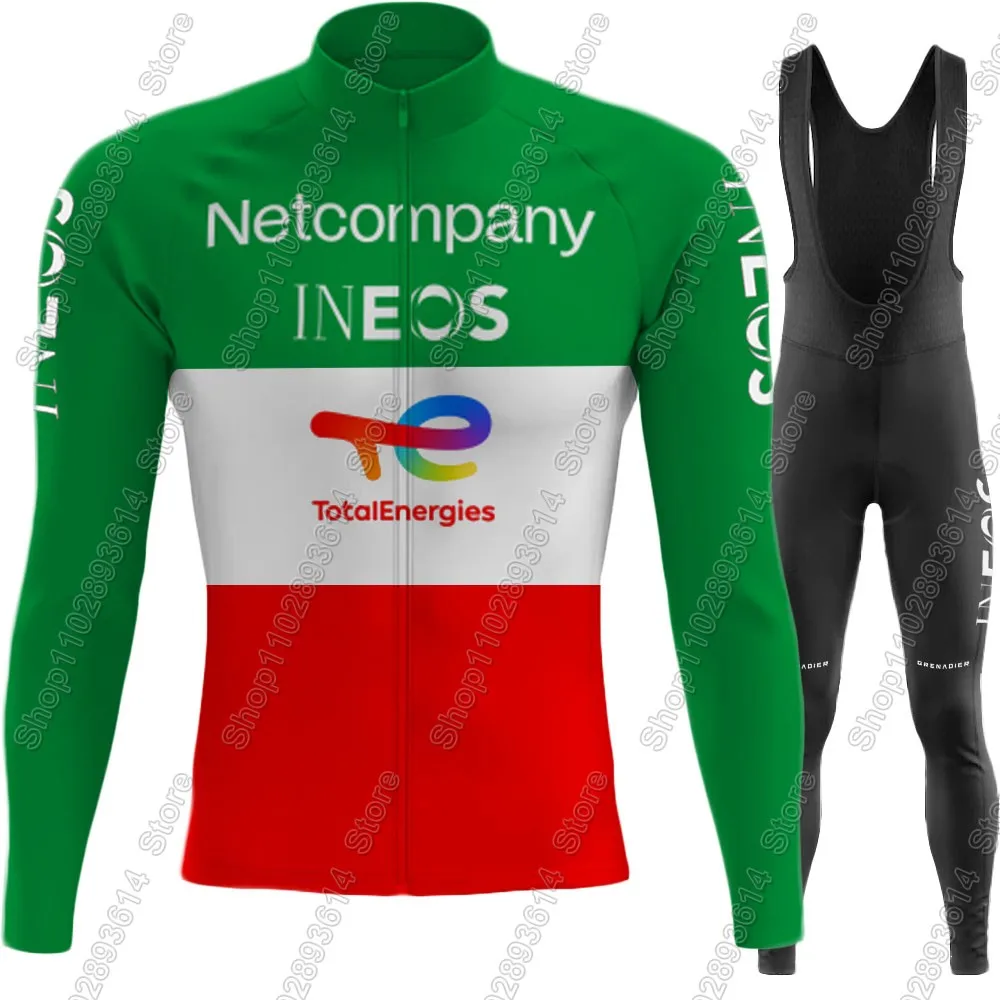 Фото Комплект велоформы Netcompany-INEOS 2026 для сборной Италии: мужская футболка с коротким/длинным рукавом, шорты на лямках, костюм для шоссейного велосипеда, велоформа для MTB №4