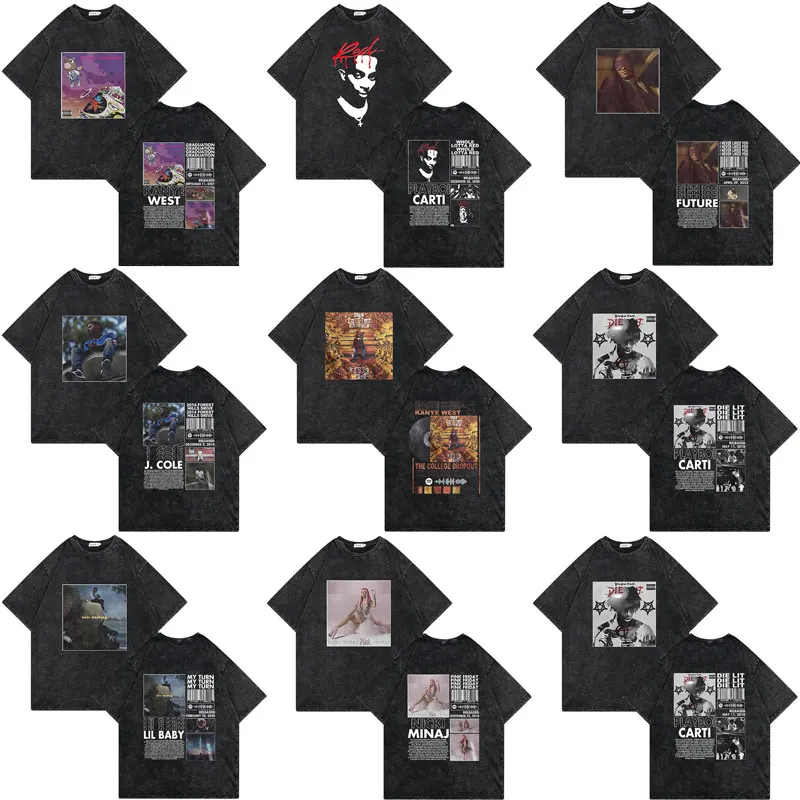 

Rapper Lil Uzi Vert Lil Wayne Playboi Carti T-shirts Mf Doom Juice Wrld Kanye West Tees Ice Cube T Shirts Men Oversized Tshirt