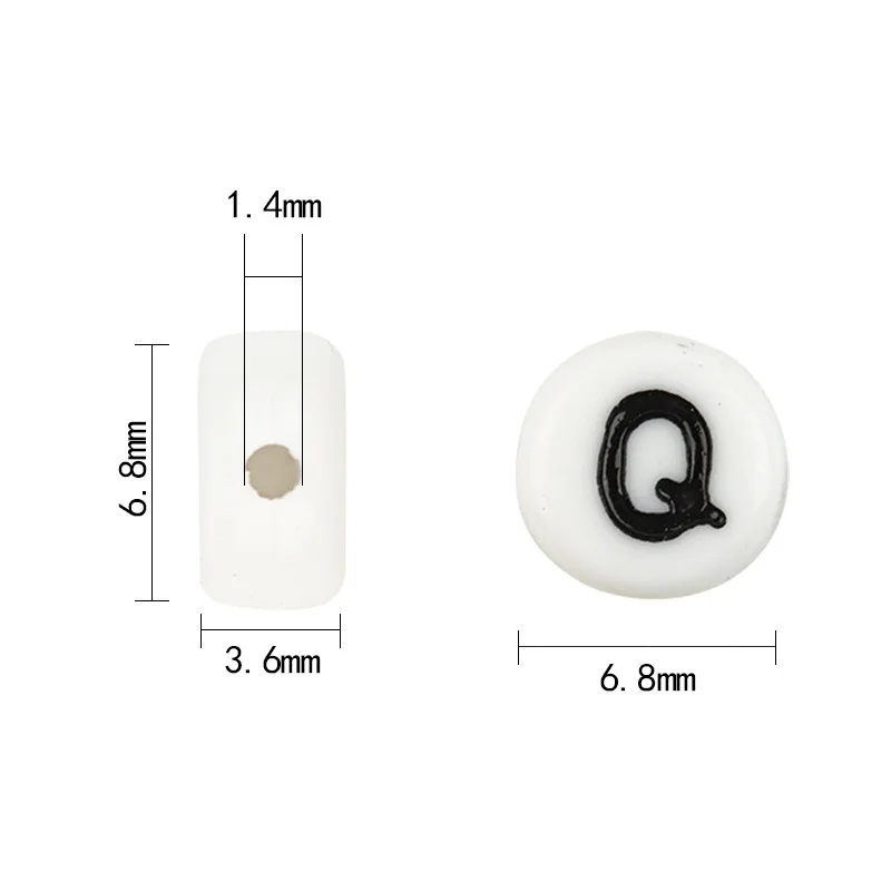 7mm White Letter Acrylic Beads Circular Flat Spacer for Handmade Jewelry Decoration Making Diy Bracelet Necklace Material