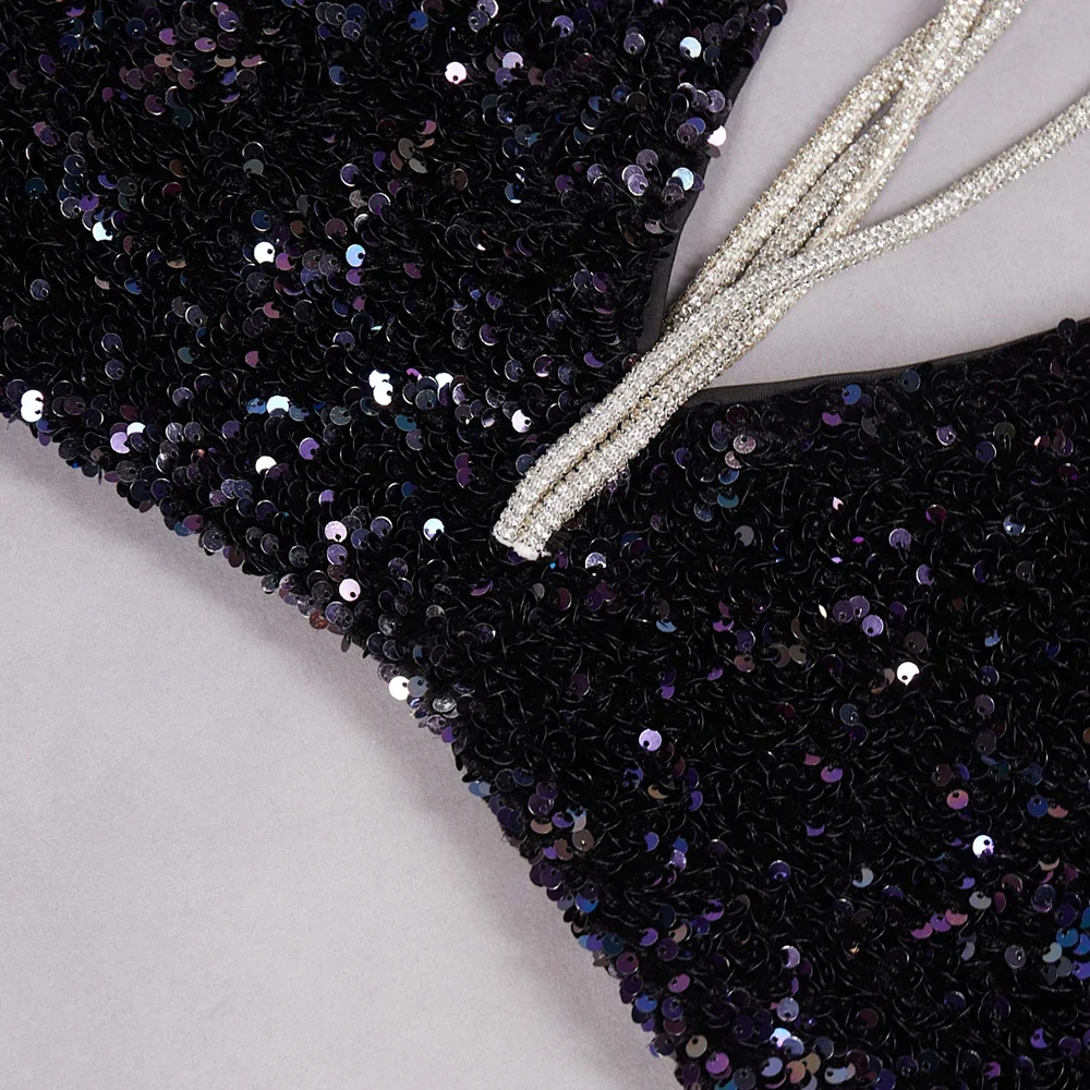 Женское платье с одним открытым плечом облегающее мини без рукавов блестками