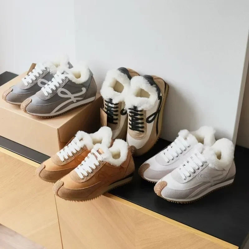 Новые зимние немецкие тренировочные туфли с мехом арганы вафельные женские