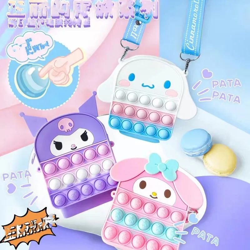 

New Sanrio big-eared dog kawaii puzzle decompression meileti cnnamoroll kuromi silicone messenger bag personality girl toy gift
