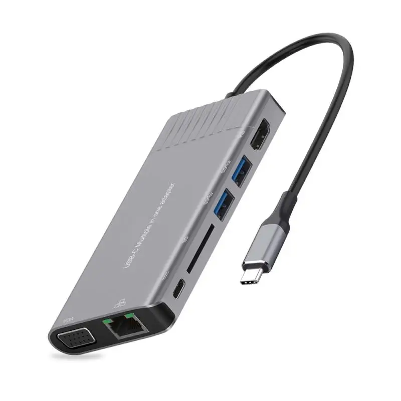

8 в 1 гигабитный Ethernet-порт концентратор Usb-c концентратор передачи данных 5 Гбит/с подключи и работай Тип C к 4k Hdmi-совместимый адаптер для ПК пла...