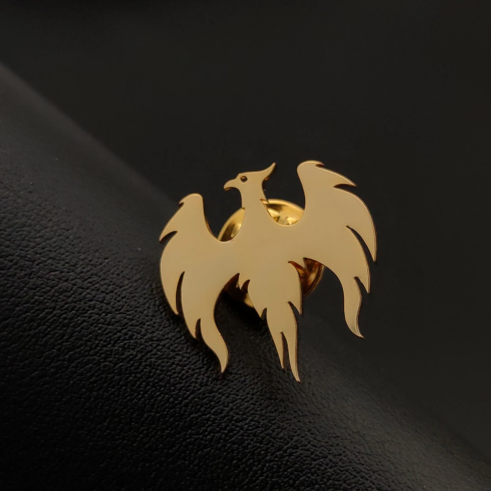 Мужская брошь из нержавеющей стали с логотипом татуировки Феникс значок на