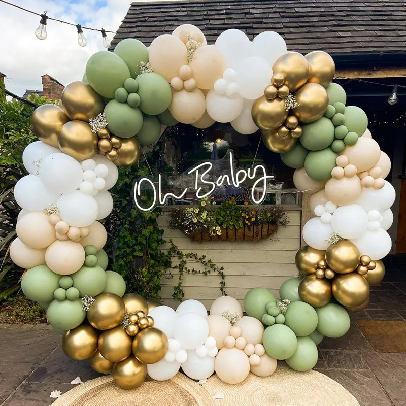 

Vintage Bean Green Balloon Arch Garland Kit Jungle Safari Baloon Wild One Birthday Party Decor Kid BabyShower Latex Ballon Chain