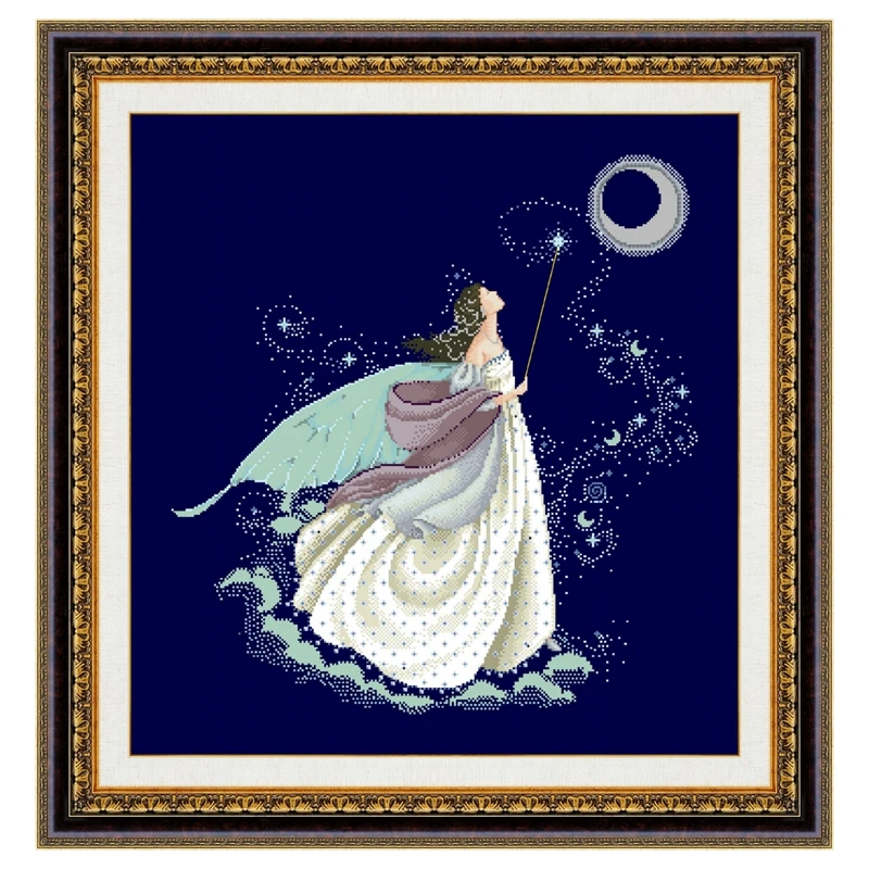 

Фотообои Moon сказочные, крест-накрест beauty, 18 карат, 14 карат, 11 карат, темно-синий холст, хлопковая нить, бусины, вышивка, рукоделие