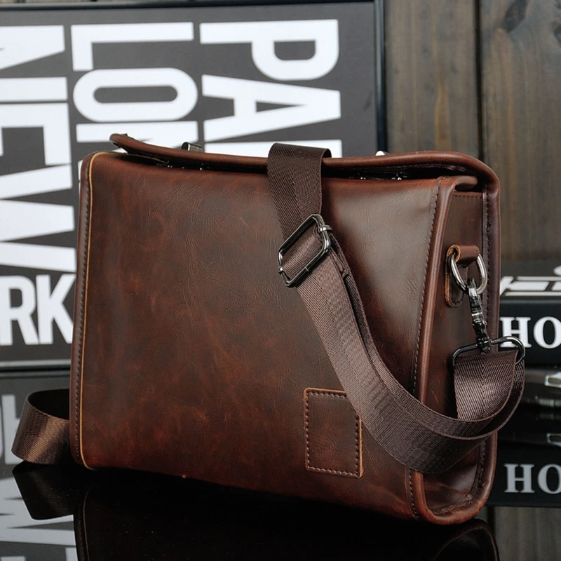 

Men Bags Hasp Bags Men Sling Messenger Vintage Male For Bags Bag Shoulder Classic Hand New Crossbody Versatile Leather Brown