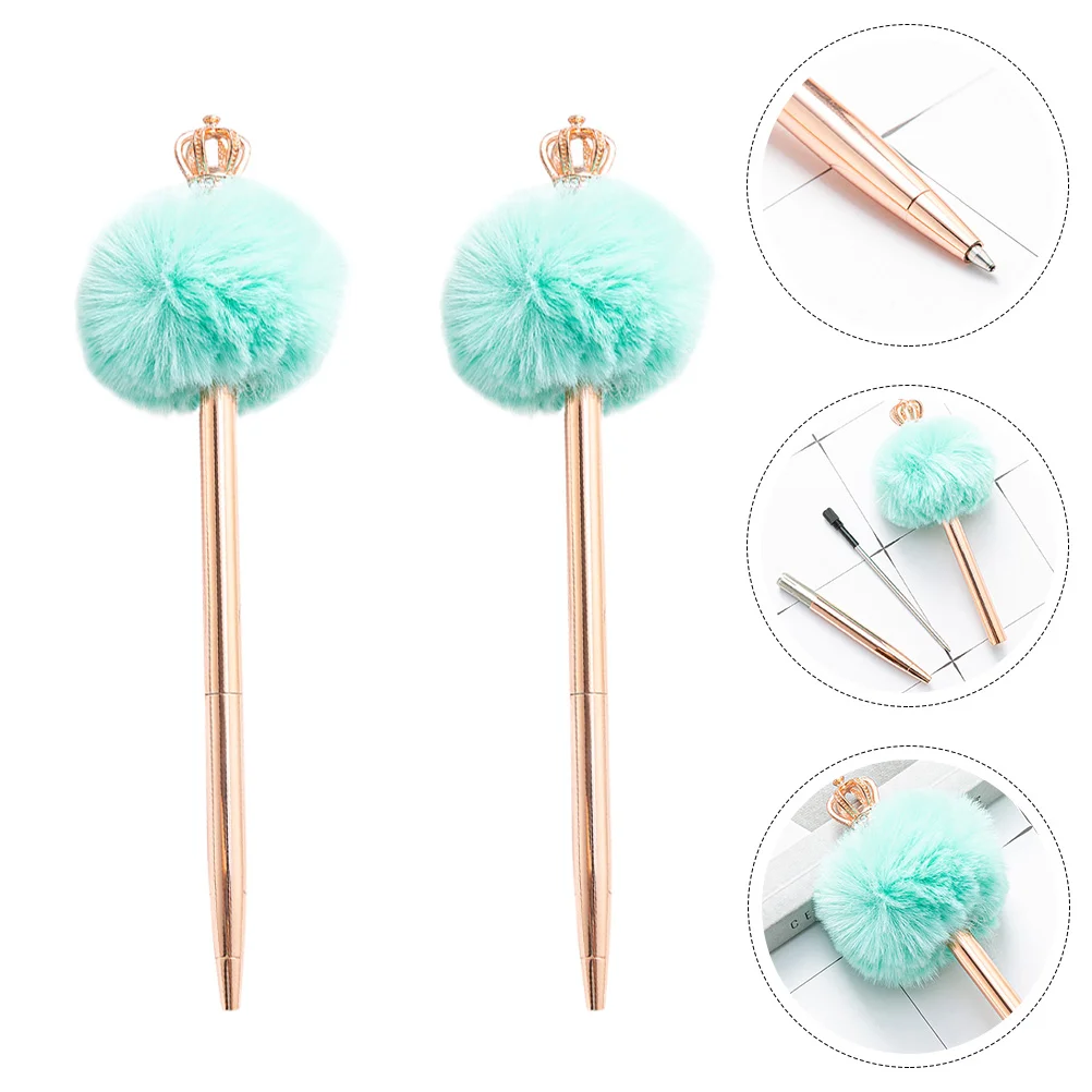

2Pcs Pens Fluffy Balls Writing Pen Exquisite Sign Pen Pompom Pen Girl Loved Ballpoint Pens for Student Birthday Gift Shop