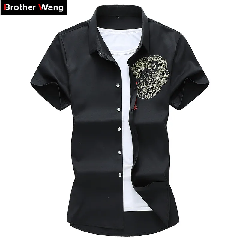 

Chinese Style Short Sleeve Shirt Men 2020 Summer New Stylish Casual Loose Printed Shirt Male Brand Clothes Plus Size 5XL 6XL 7XL