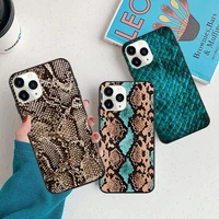 snake skin print black phone case for iphone 11 12 13 mini pro xs max 8 7 6 6s 5s plus x se xr 2020