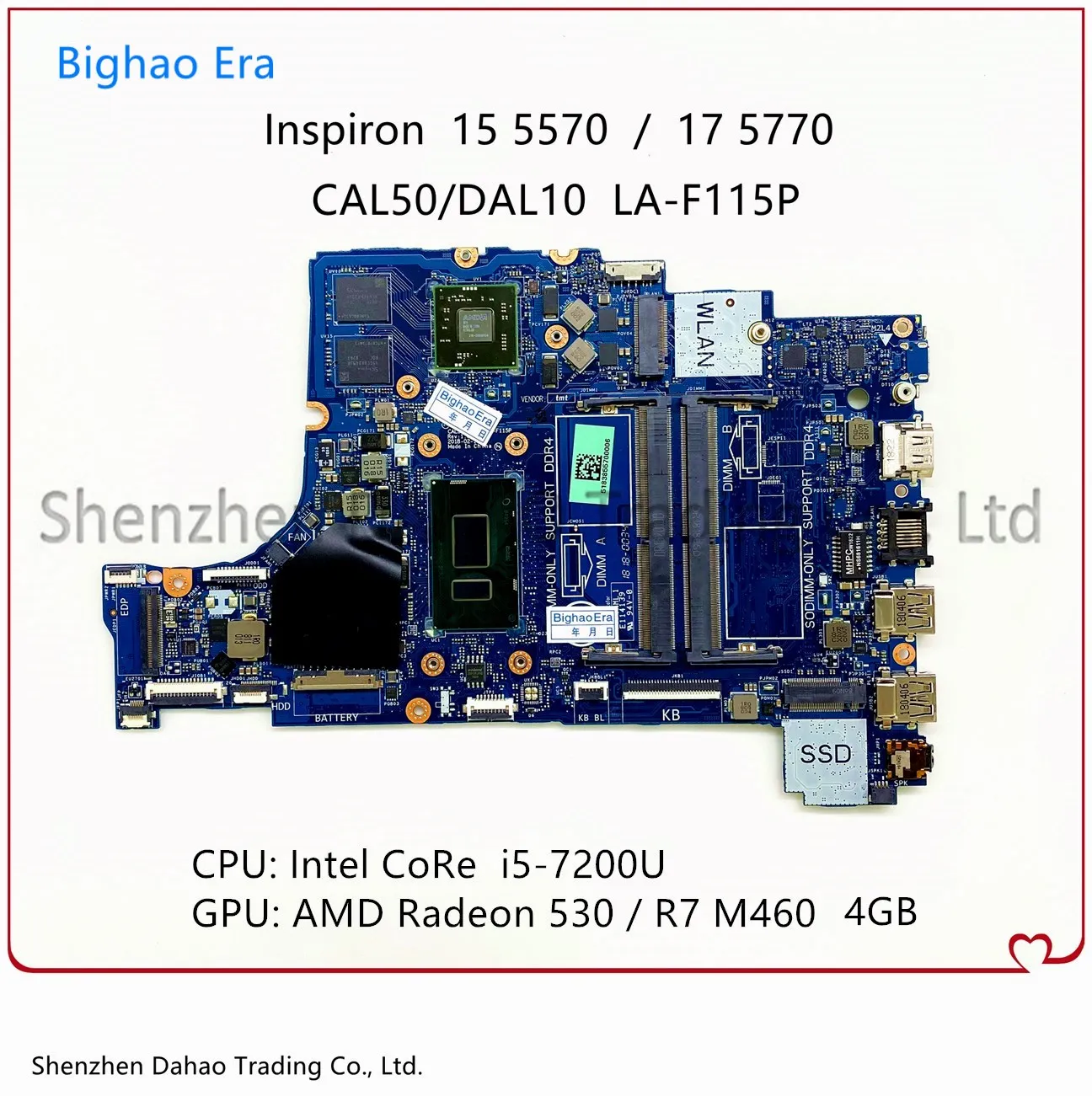 

CN-0JPMY7 JPMY7 0N7Y27 For DELL 15 5570 17 5770 Laptop Motherboard CAL50/DAL10 LA-F115P W/ i5-8250U 4GB-GPU 100% Fully Tested