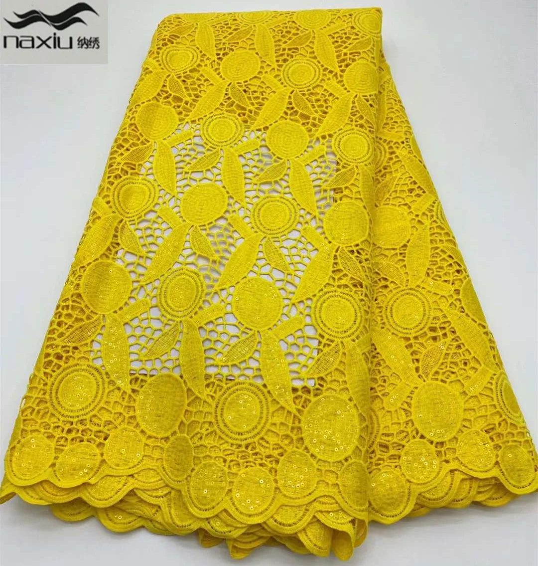 

Madison Высококачественная африканская кружевная ткань 2022 Новый дизайн Африканский гипюр кружевная ткань желтый нигерийский гипюр кружевная ...