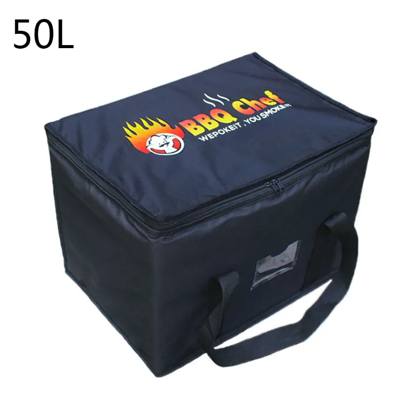 

50L Extra Large Cooler BBQ Bag Car Ice Pack Insulated Thermal Lunch Pizza Bag Fresh Food Delivery Container Refrigerator Bag