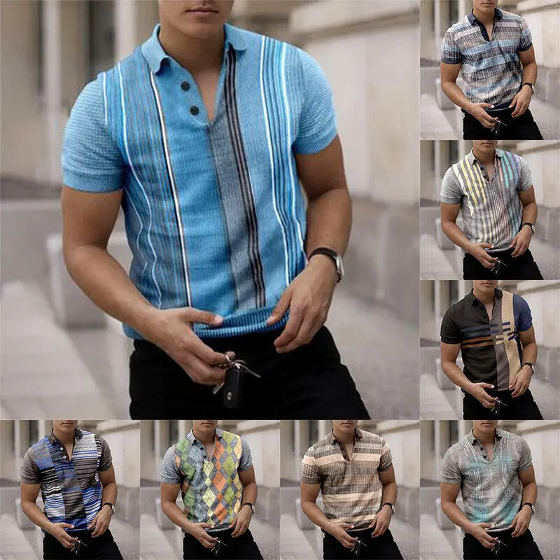 

Мужская рубашка-поло с коротким рукавом, на пуговицах