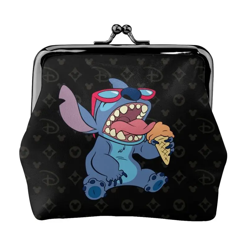 

Disney Brand Bag New Woman Cartoon Print Leather Kiss Lock Coin Purse Design Short Wallet High Quality Girl Clutch Card Holder