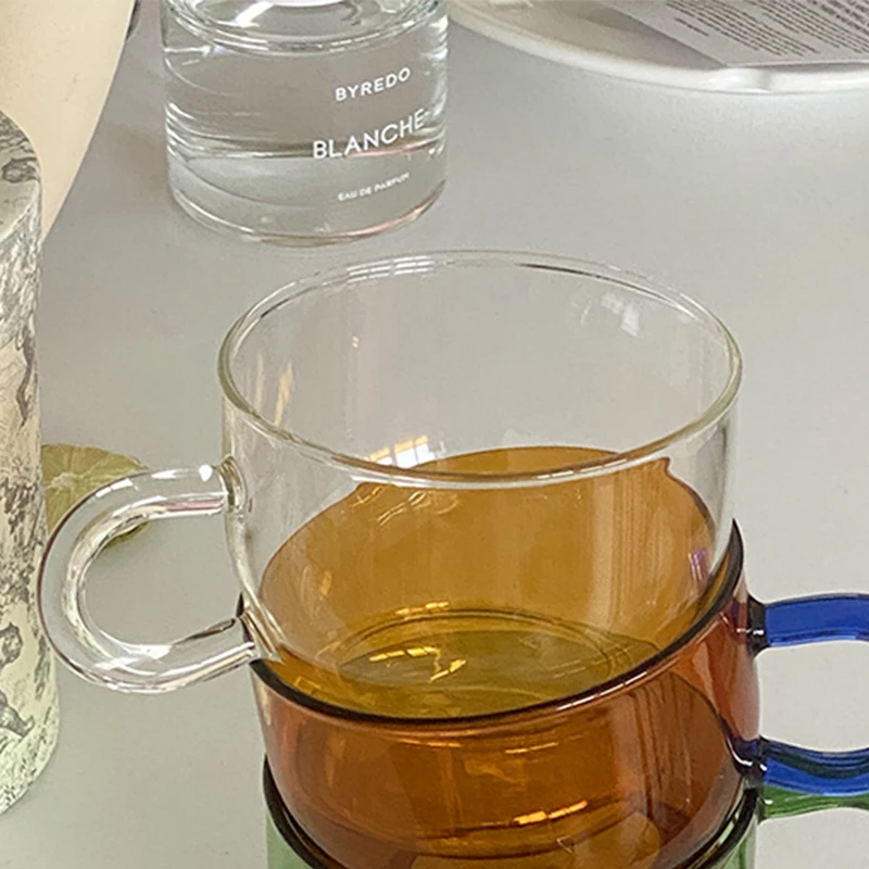 

New High-value Colored Glass Breakfast Cup With MilkMug Heat-resistant All-match Korean Coffee 컵 ミルク Taça Le Lait Cup Coffee Mug