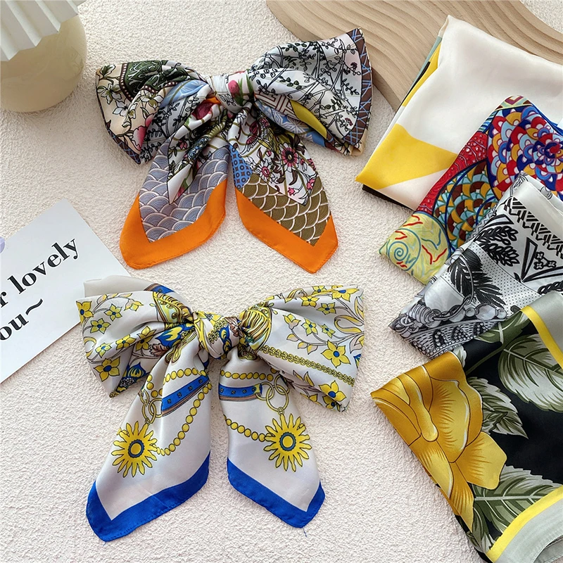 

2022 Square Silk Scarf Women Fashion Print Small Neck Scarfs Office Lady Hair Band Foulard Hand Kerchief Female Bandana Shawl