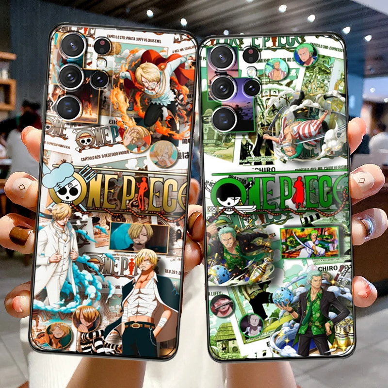 

Japan ONE PIECE Phone Case For Samsung Galaxy S22 S21 S20 Ultra FE 5G S22 S10 10E S9 Plus Soft Funda Black Coque