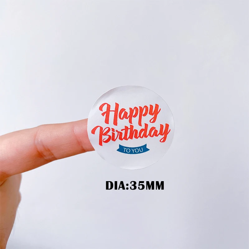 

Набор круглых наклеек Leaffei "С днем рождения", 100 шт.