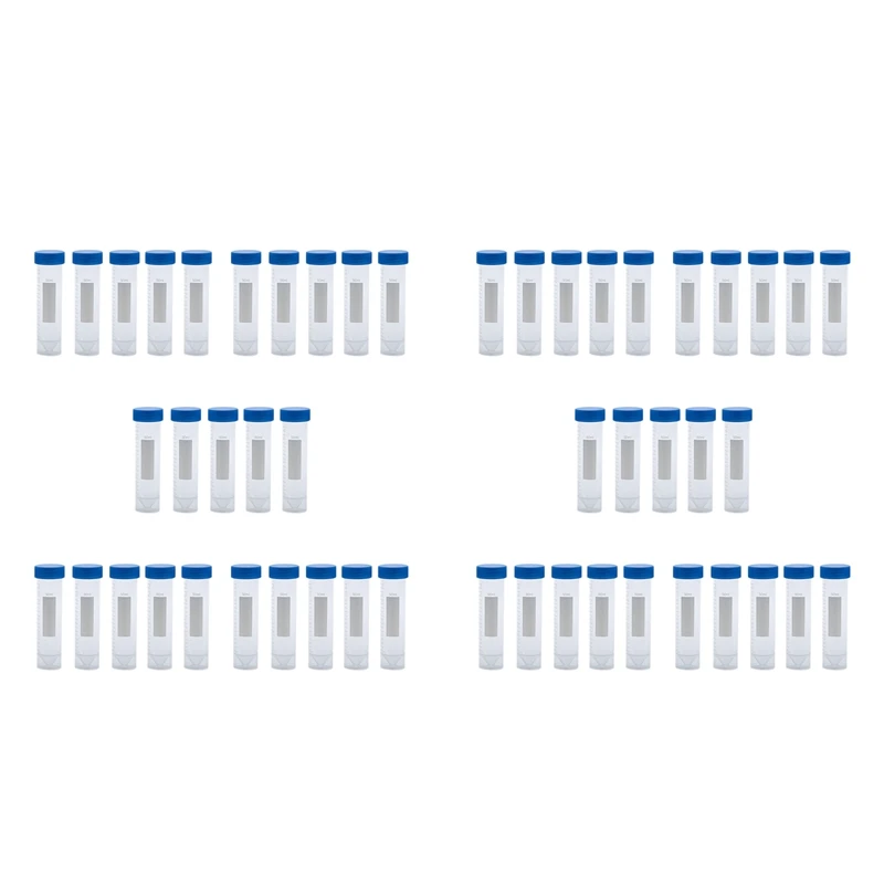 

50 Pieces 50Ml Plastic Transparent Centrifuge Tube With Scale Plastic Test Tube Free-Standing With Screw Cap