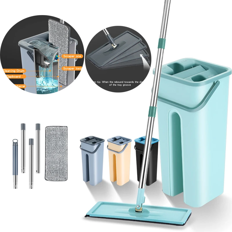 Швабра товары для уборки швабра с ведром вращающаяся без рук дома уборка пола