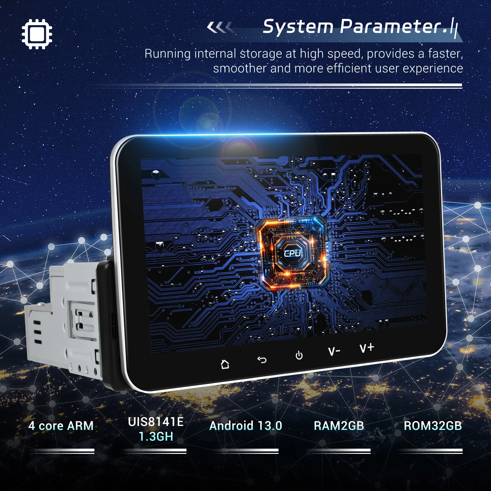 Автомагнитола Podofo мультимедийный плеер на Android 2 Гб ОЗУ 32 ПЗУ с четырехъядерным