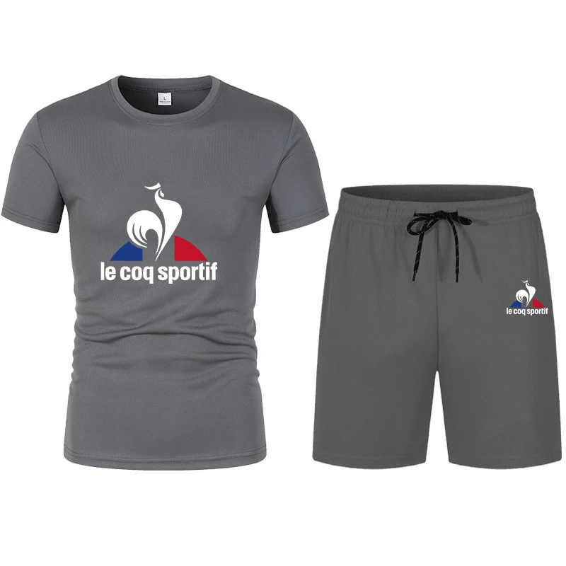 2023 Top Brand Men's Set Tshirt Shorts 2 Piece Set Summer Casual High Quality Fabric Suit Outdoor Short Sleeve Manga Streetwear