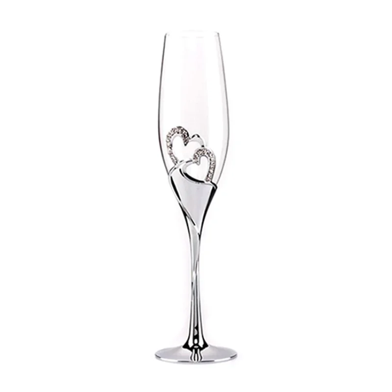 Wedding Love Champagne Cup Stainless steel base with crystal diamond transparent goblet