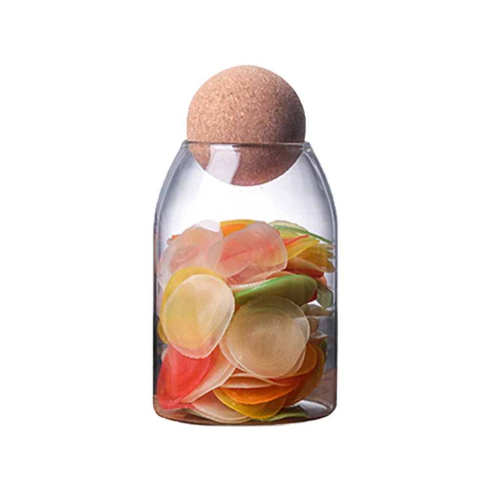 

800ml Transparent Borosilicate Glass Sealed Can Storage Tank Food Spice Grains Storage Jar Container with Cork Tea Containers
