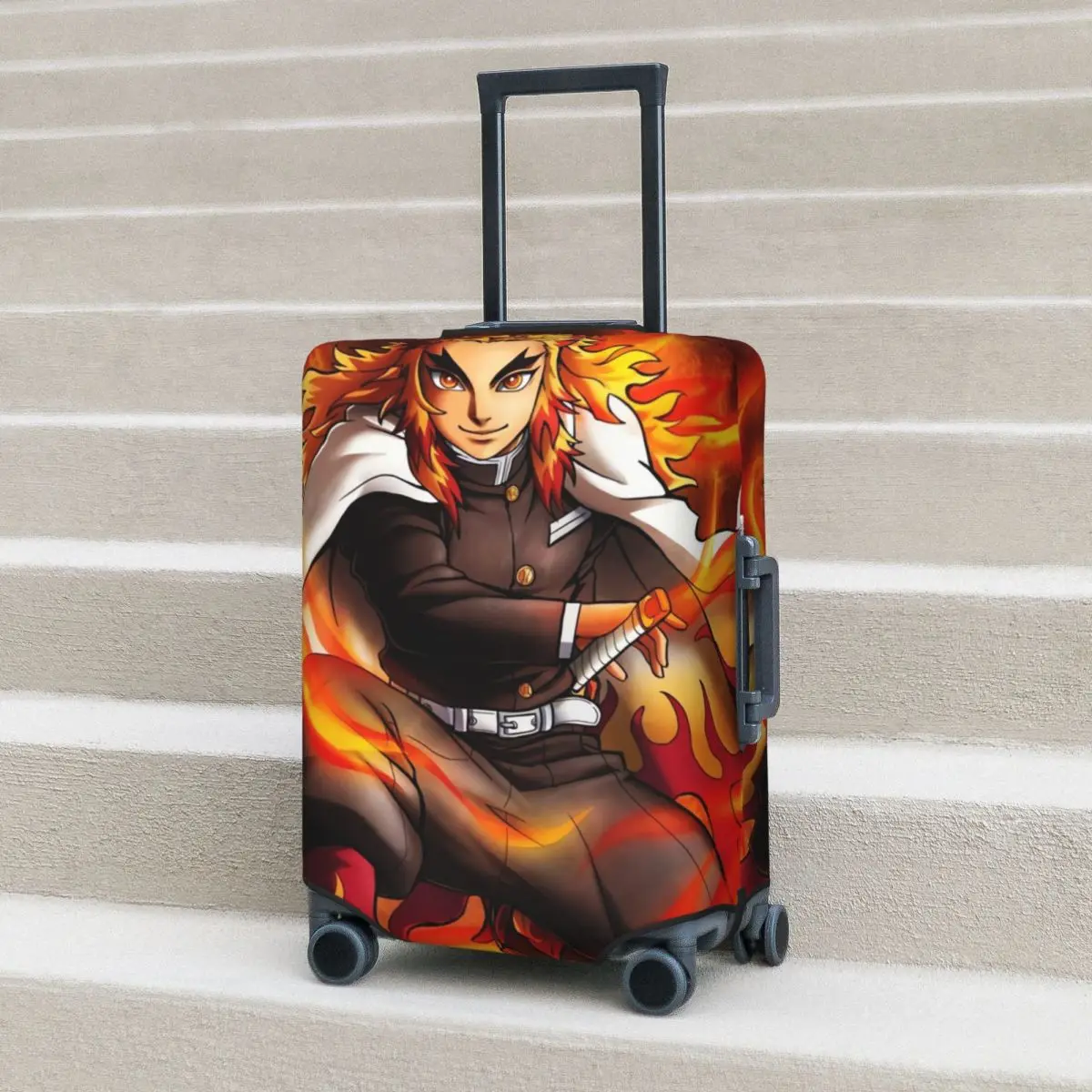 

Demon Slayer Cartoon Suitcase Cover Rengoku Kimetsu No Yaiba Flight Travel Strectch Luggage Supplies Protection